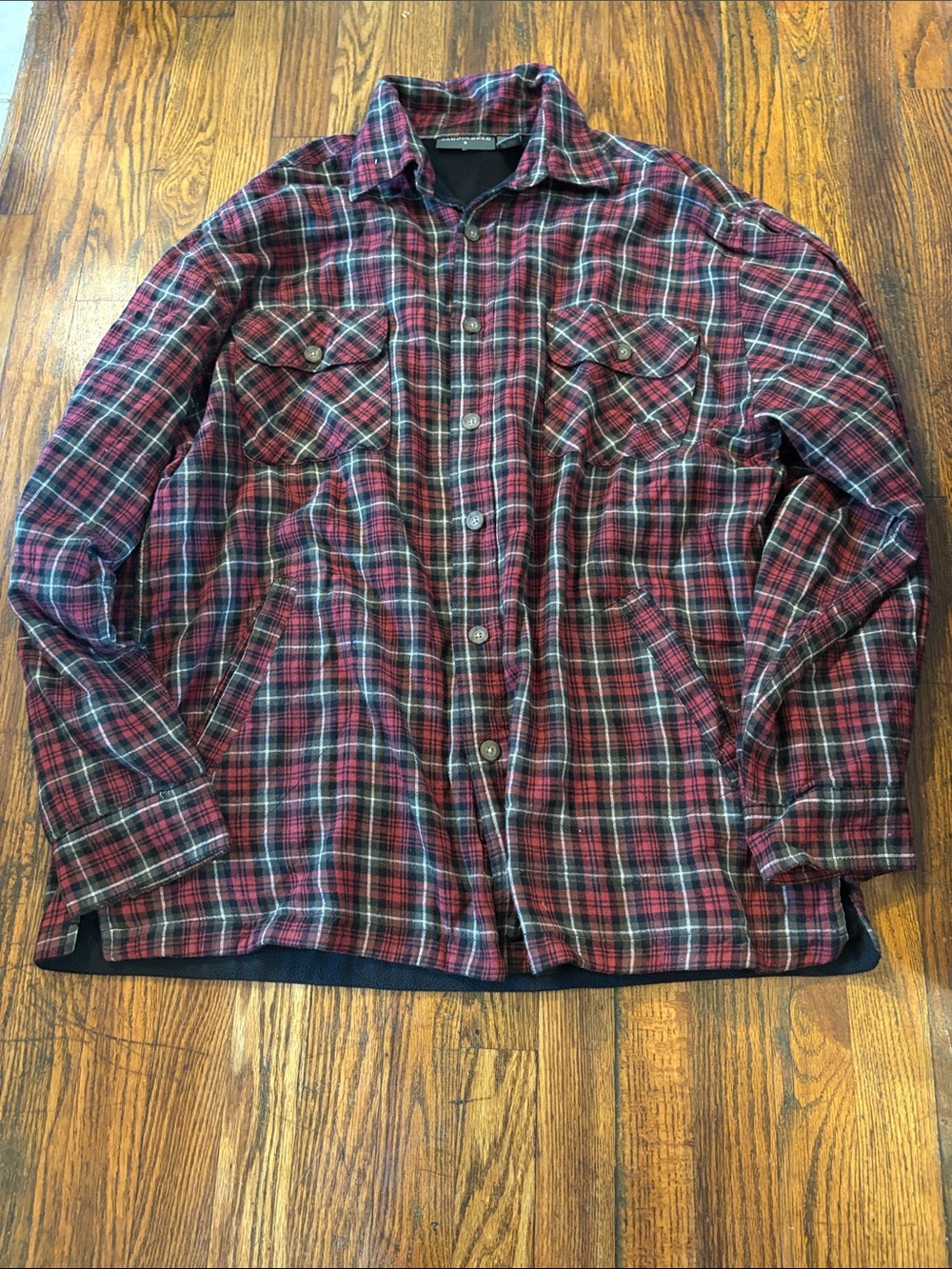 🎉EUC! Saddlebred Red and Black Plaid Linned Shirt Jacket